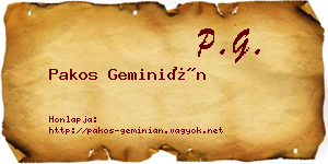 Pakos Geminián névjegykártya